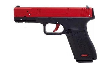 Picture of NextLevel Training SIRT 115 Optic Ready Slide, Inert Laser Training Pistol, Glock 17 MOS Size, Black and Red, Polymer, Red Take Up Laser, Green Shot Indicator Laser, Includes Training Magazine, Trigger Adjustment Tool and Laser Windage/Elevation Tool 01-115-S2GOR0-00