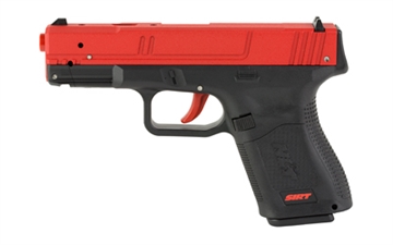 Picture of NextLevel Training SIRT 115 PRO, Laser Training Pistol, Glock 19 Size, Black and Red, Polymer, Red Take Up Laser, Red Shot Indicator Laser, Inert Dual Training Pistol with Functional Features. Includes Sights, One Adjustable Weight Magazine 01-115-S2R00C-00