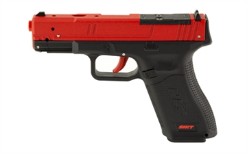 Picture of NextLevel Training SIRT 115S Optic Ready Slide, Inert Laser Training Pistol, Glock 45/19X MOS Size, Black and Red, Polymer, Red Take Up Laser, Red Shot Indicator Laser, Includes Training Magazine, Trigger Adjustment Tool and Laser Windage/Elevation Tool 01-115S-S2ROR0-00