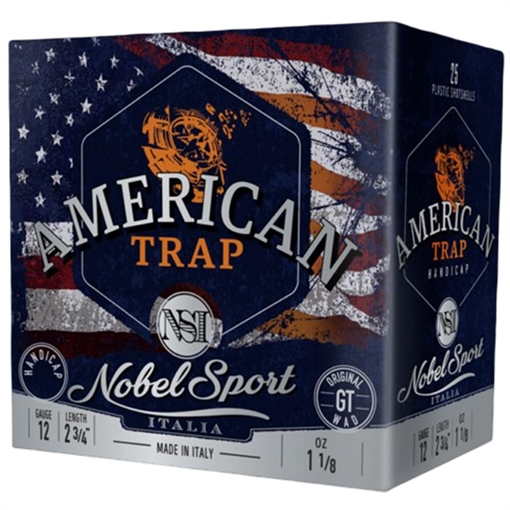 Picture of Nobel/Eurosports LLC 5 American Trap 12 Gauge 2.75" 7.5 Shot 25 Per Box/ 10 Cs 5 ANS2775