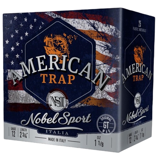 Picture of Nobel NSI American Trap Shotshell 12 ga 2-3/4" 1-1/8 oz 1145 fps #8 25/ct ANSL128