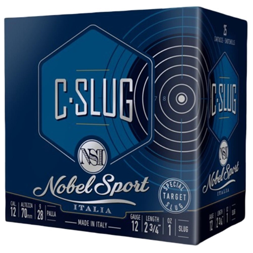 Picture of Nobel Sport C-Slug Shotshell 12ga 2-3/4" 1oz 1378 fps Slug 25/ct ANSCSLUG