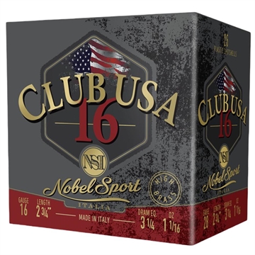 Picture of Nobel Sport Club USA 16 Shotshells 16 ga 2-3/4" 1-1/16 oz 1330 fps #6 25/ct ANS166