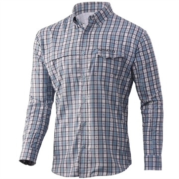 Picture of Nomad Stretch-Lite Plaid Long Sleeve Shirt Silver Blue M N1500048-040-M