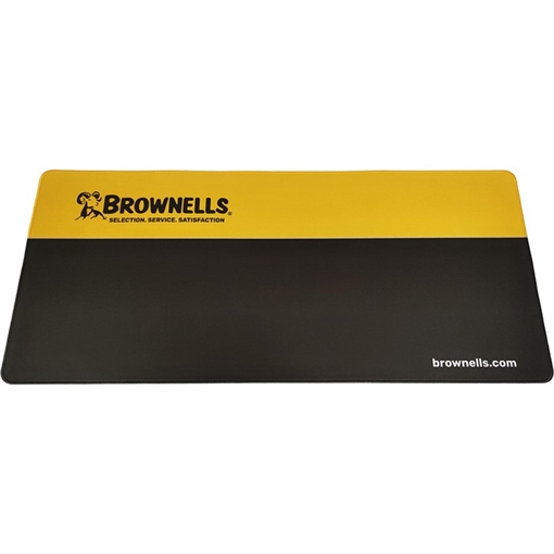 Picture of Brownells NON-SLIP BENCHMAT DESKPAD 35.43”X17.7” DARK BROWN & YELLOW MOUSE PAD 1 MOUSE PAD 1 MOUSE PAD 1