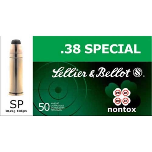 Picture of Sellier & Bellot 38 SPECIAL 158GR NON-TOXIC TOTAL FULL METAL JACKET 50/BOX SB38NT