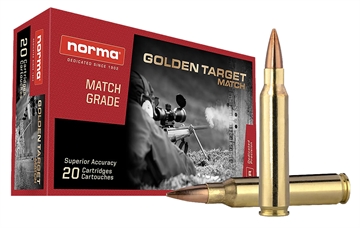 Picture of Norma Ammunition Dedicated Precision Golden Target Match 223Rem 69gr Boat Tail Hollow Point 20 Per Box/10 Case 10157692