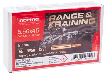 Picture of Norma Ammunition Range & Training 5.56x45mmNATO 55gr Full Metal Jacket 20 Per Box/10 Case 701701313