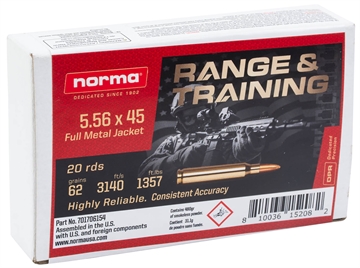 Picture of Norma Ammunition Range & Training 5.56x45mmNATO 62gr Full Metal Jacket 20 Per Box/10 Case 701706154