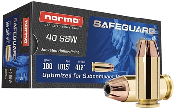 Picture of Norma Ammunition Safeguard 40S&W 180gr Jacketed Hollow Point 50 Per Box/20 Case 801407727
