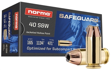 Picture of Norma Ammunition Safeguard 40S&W 165gr Jacketed Hollow Point 50 Per Box/20 Case 801407887