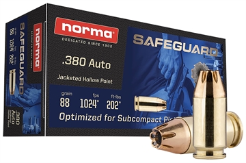 Picture of Norma Ammunition Safeguard 380ACP 88gr Jacketed Hollow Point 50 Per Box/20 Case 803807680