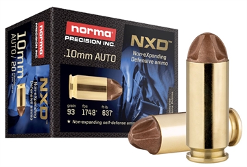 Picture of Norma Ammunition Self Defense NXD 10mmAuto 93gr 20 Per Box/10 Case 611340020