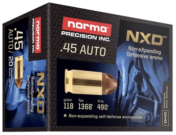 Picture of Norma Ammunition Self Defense NXD 45ACP 230gr 20 Per Box/10 Case 611540020