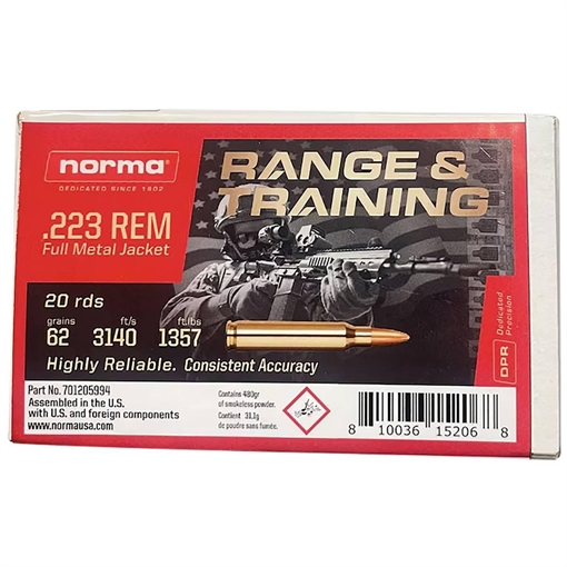 Picture of Norma Ammunition 223Rem 62gr Full Metal Jacket 20 Per Box/10 Case 701205994