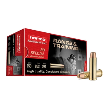 Picture of Norma Range & Training Rifle Ammunition .38 Spl 158gr FMJ 863 fps 50/ct 620540050