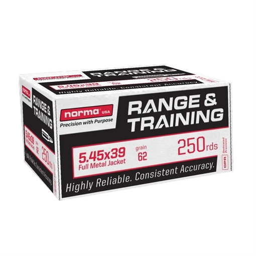 Picture of Norma Range & Training Rifle Ammunition 5.45x39 62gr FMJ 2624 fps 250/ct 602608011