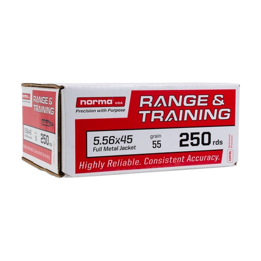 Picture of Norma Range & Training Rifle Ammunition 5.56X45 NATO 55gr FMJ 3250 fps 250/rd 701703514