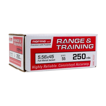 Picture of Norma Range & Training Rifle Ammunition 5.56X45 NATO 55gr FMJ 3250 fps 250/rd 701703514