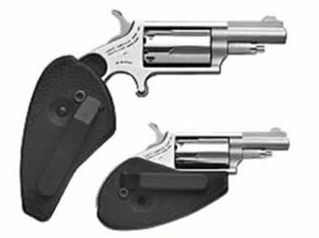 Picture of North American Arms Mini Revolver, Single Action Only, Revolver, 22LR/22 WMR, 1.625" Barrel, Matte Finish, Stainless Steel, Silver, Holster Grip, Fixed Sights, 5 Rounds NAA-22MC-HG 22MCHG