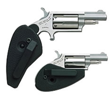 Picture of North American Arms Mini Revolver, Single Action Only, Revolver, 22 WMR, 1.125" Barrel, Matte Finish, Stainless Steel, Silver, Holster Grip, Fixed Sights, 5 Rounds NAA-22MS-HG 22MSHG