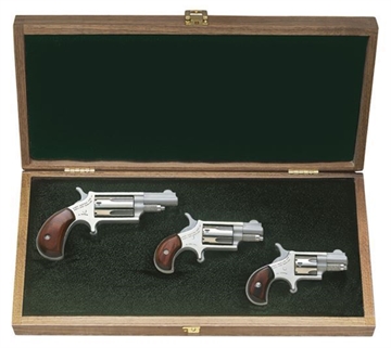 Picture of North American Arms 3-Gun Standard Collector’s Set Walnut Display Case NAA-ST-SET