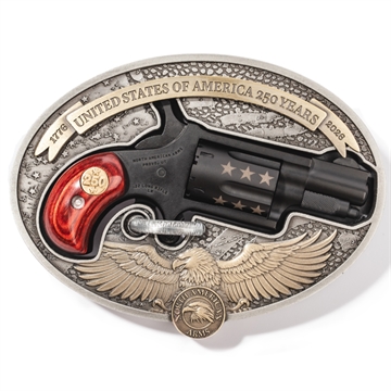 Picture of NORTH AMERICAN ARMS USA 250TH ANNIVERSARY BUCKLE GUN 22LR 1 1/8IN BARREL 5RD BLACK ROSEWOOD GRIP W/ MEDALLION NAA-22LR-BBO250