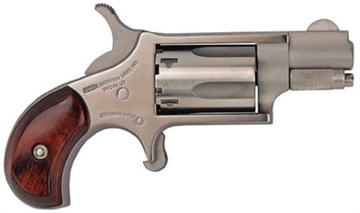 Picture of North American Arms Mini Revolver, Single Action Only, Revolver, , 1.125" Barrel, Matte Finish, Stainless Steel, Silver, Wood Grips, Fixed Sights, 5 Rounds NAA- 22LR