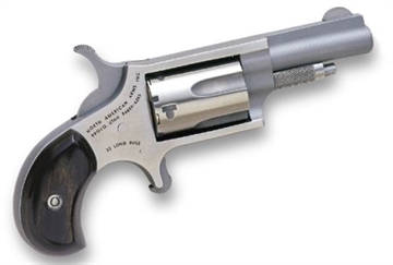 Picture of North American Arms Mini Revolver, Single Action Only, Revolver, 22LR, 1.625" Barrel, Matte Finish Stainless Steel, Silver, Wood Grips, Fixed Sights, 5 Rounds NAA-22LLR