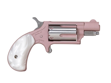 Picture of North American Arms 22MSROSE Mini-Revolver 22 Mag 5 Shot 1.13" Rose Gold Cerakote Stainless Steel Barrel & Frame, Rose Gold/Stainless Cylinder, White Pearlite Grip, Stainless Exposed Hammer, 22MSROSE NAA-22MS-ROSE