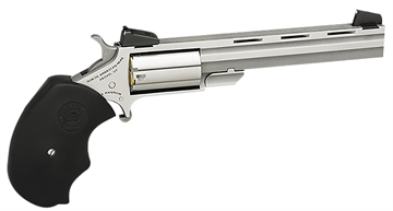 Picture of North American Arms Mini-Master *CA Compliant 22 LR 5rd 4" Vent Rib Barrel, Overall Stainless Steel Finish, Finger Grooved Black Rubber Grip, Adjustable Sights MMTL