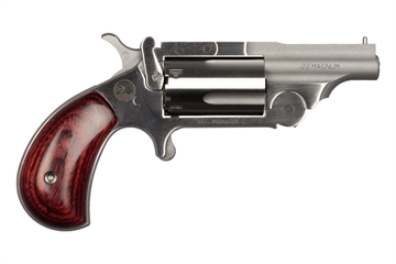 Picture of North American Arms Ranger II 22 LR or 22 WMR Caliber with 1.63" Barrel, 5rd Capacity Cylinder, Overall Stainless Steel Finish & Rosewood Birdshead Grip Includes Cylinder 22MCR