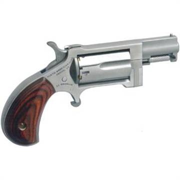 Picture of North American Arms Sidewinder 22 LR or 22 WMR Caliber with 1.50" Barrel, 5rd Capacity Cylinder, Overall Stainless Steel Finish & Rosewood Birdshead Grip Includes Cylinder SWC