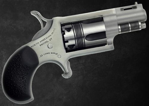 Picture of North American Arms Wasp 22 LR 5rd rd 1.13" Stainless Vent Rib Steel Barrel, Matte Stainless Steel Frame, Stainless Cylinder, Exclusive Black Pebbled Rubber Grips 22LRTW