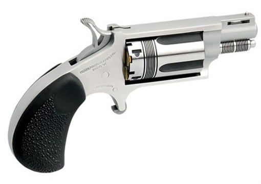Picture of North American Arms Wasp Snub Nose 22 WMR 5 Shot 1.13" Vent Rib Barrel, Overall Stainless Steel Finish, Black Pebbled Texture Rubber Grip 22MSTW