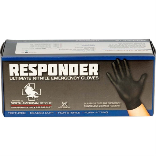 Picture of North American Rescue Responder Black Nitrile Gloves - Box of 100 70-0323