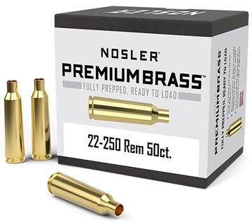 Picture of Nosler Premium Brass Unprimed Cases 22-250Rem Rifle Brass 50/Box 10065