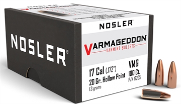 Picture of Nosler Varmageddon 17Cal 20gr Flat Base Hollow Point 100/Box 17205