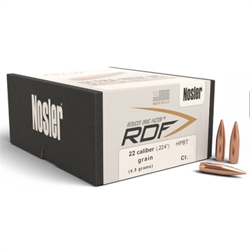 Picture of Nosler RDF Match Bullets .22 cal .224" 77 gr HPBT 500/ct 54612