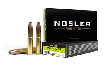 Picture of Nosler Suppressor Ready Ballistic Tip Hunting Rifle Ammunition .300 Blackout 220gr PT 1020 fps 20/ct 61050