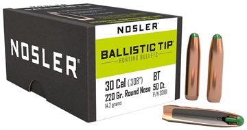 Picture of Nosler Ballistic Tip, .308 Diameter, 30 Caliber, 220 Grain, Spitzer Boat Tail, 50 Count 0540417 30181