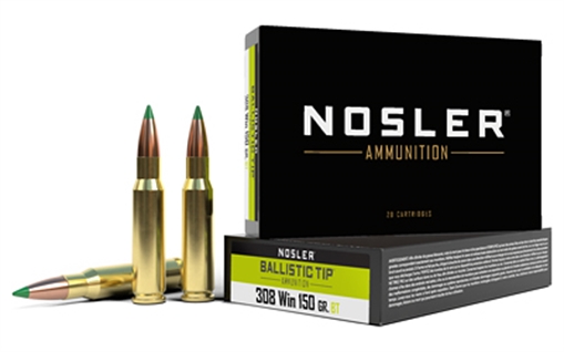 Picture of Nosler Ballistic Tip, 308 Winchester, 150 Grain, Spitzer Ballistic Tip Bullet, 20 Round Box 0540415 61028