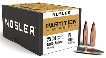 Picture of Nosler Nosler Partition Bullets .25 Cal. 125 gr. Spitzer Point 50 pk. 35643