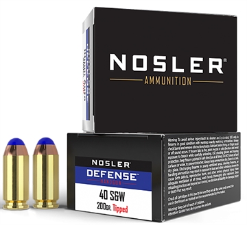 Picture of Nosler Defense Handgun 40S&W 200gr Bonded Performance Tipped 20 Per Box/10 Case 39515