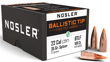 Picture of Nosler Ballistic Tip Lead Free Varmint Bullets .22 cal .224" 35 gr SPTFB-BTLF 100/ct 45150