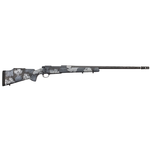 Picture of Nosler M48 Long-Range Carbon 28 Nosler 3+1 26" Carbon Fiber Wrapped Barrel, Sniper Gray Cerakote Metal Finish, Elite Midnight Camo Manners MCS-T Elite Tac Stock 44148