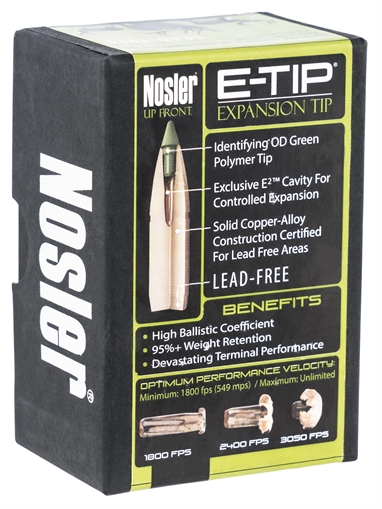 Picture of Nosler E-Tip Lead-Free Hunting Bullets .30 cal .308 180 gr SPTZ E-TIP 50/ct 59180