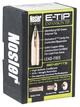 Picture of Nosler E-Tip Lead-Free Hunting Bullets .30 cal .308 180 gr SPTZ E-TIP 50/ct 59180