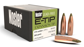 Picture of Nosler E-Tip Lead Free Rifle Bullets .375 Cal .375" 260 gr SPTZ ETIP 50/ct 59379