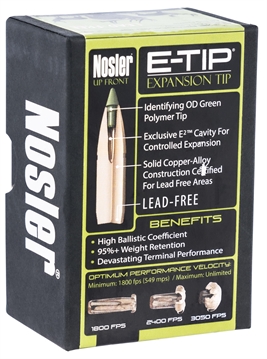 Picture of Nosler E-Tip Lead-Free Hunting Bullets 6.5mm .264" 120 gr SPTZ E-TIP 50/ct 59765